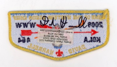 Kola Lodge - David Harrell 2009 Western Region Chief Pocket Flap Reverse Side