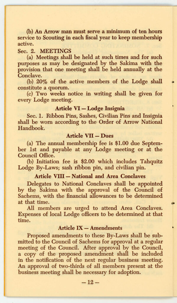Tahquitz Lodge 127 - 1949 By-Laws