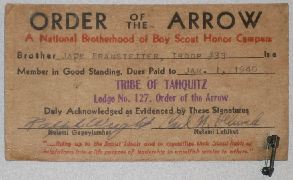 1940 Tribe of Tahquitz Lodge Membership Card
