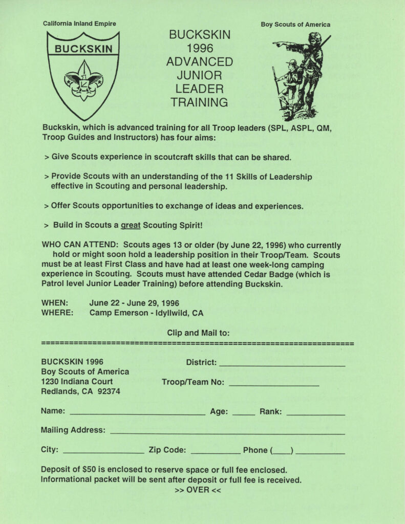1996 Buckskin Advanced Junior Leader Training