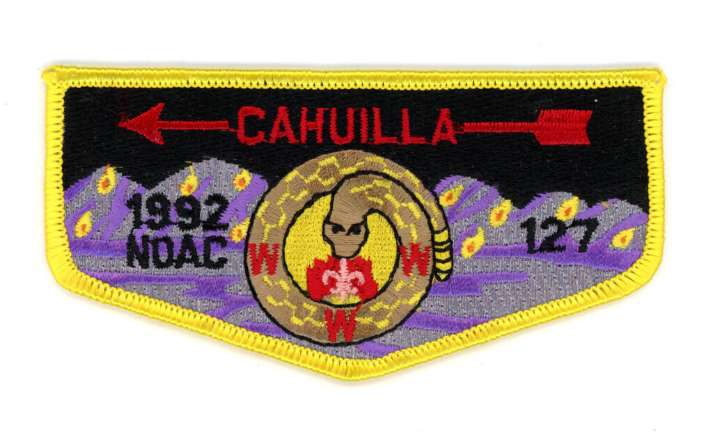Cahuilla Lodge # 127 S37B 1992 NOAC Yellow Officer Contingent Border Pocket Flap