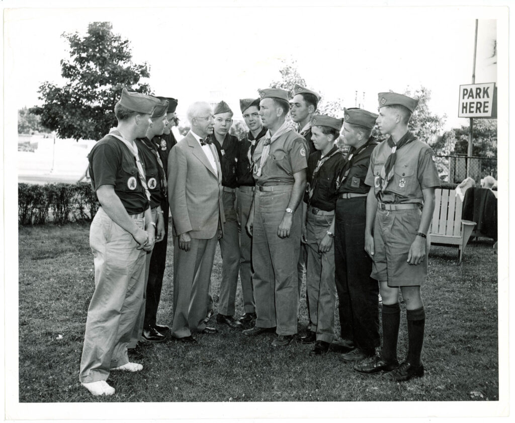 1950 National Jamboree Contingent From Riverside County Council Meets President Harry Truman