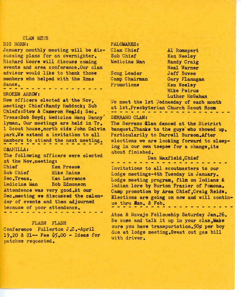 1963 January Navajo Lookout Newsletter