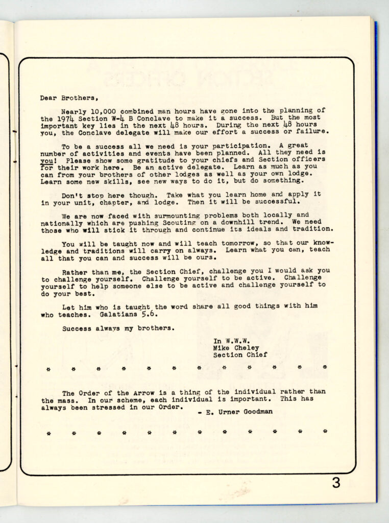 1974 Section W4B Conclave Booklet