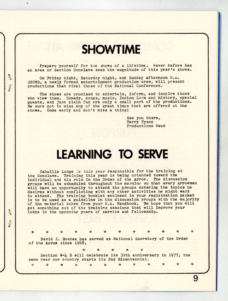 1974 Section W4B Conclave Booklet