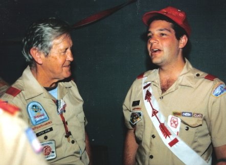 Steve Silbiger with Esten Grubb at the 1988 DSA Award Presentation (Source:  Marty Tschetter and the National OA Digital Archive)